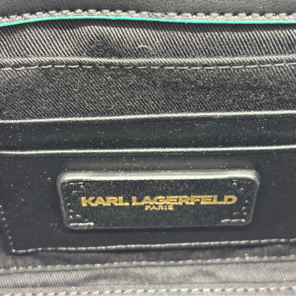 Karl Lagerfeld Black and Pink Leather Crossbody Bag with Multicolor Chain - Picture 11 of 13
